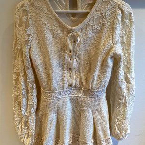 cream lace top with peplum